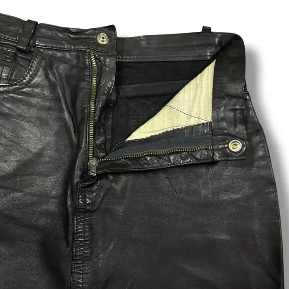 Vintage 1980s Leather Skirt Black Rainbow Patch Brazil Grunge Goth Punk Pride - Picture 5 of 8